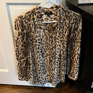 J Crew animal print blouse with necktie